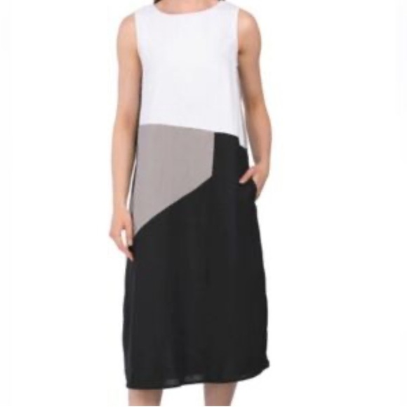 For Cynthia color block sleeveless Linen corpcore sheath knee length dress Large - Picture 1 of 10